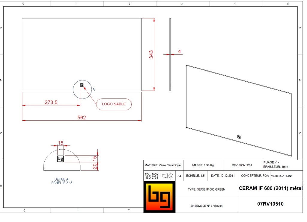 CERAM. IF 680 Green  (2011) métal 562x343x4