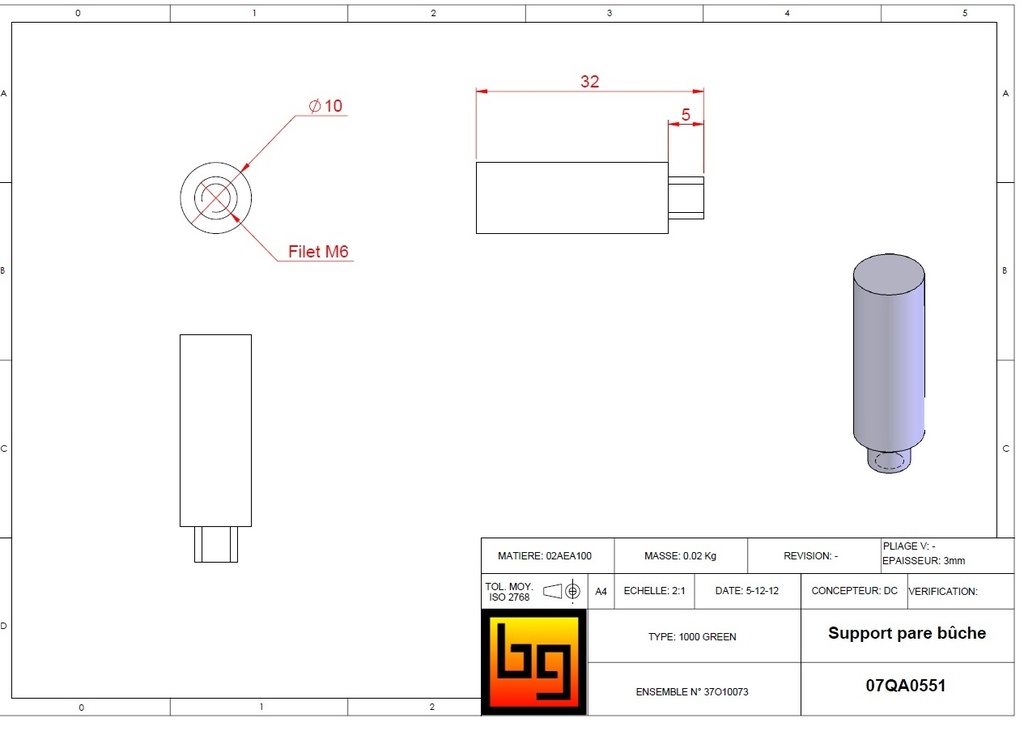SUPPORT PARE BUCHE 1000 GREEN
