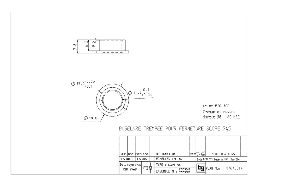 Buselure Trempee pr fermeture scope 745