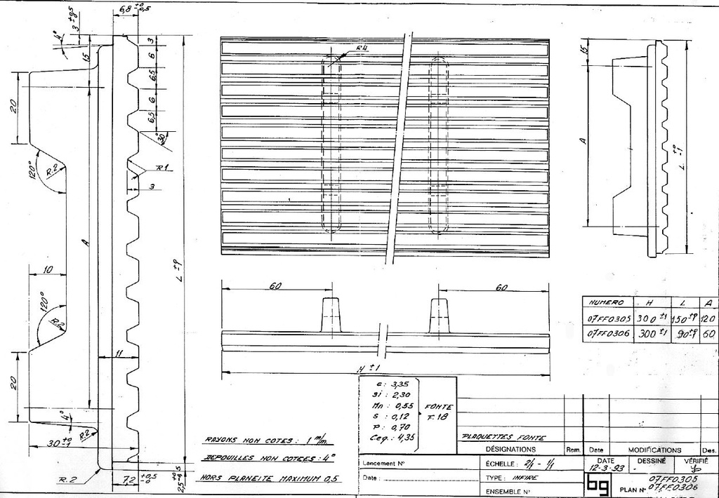 PLAQUETTE FONTE 300X150X30