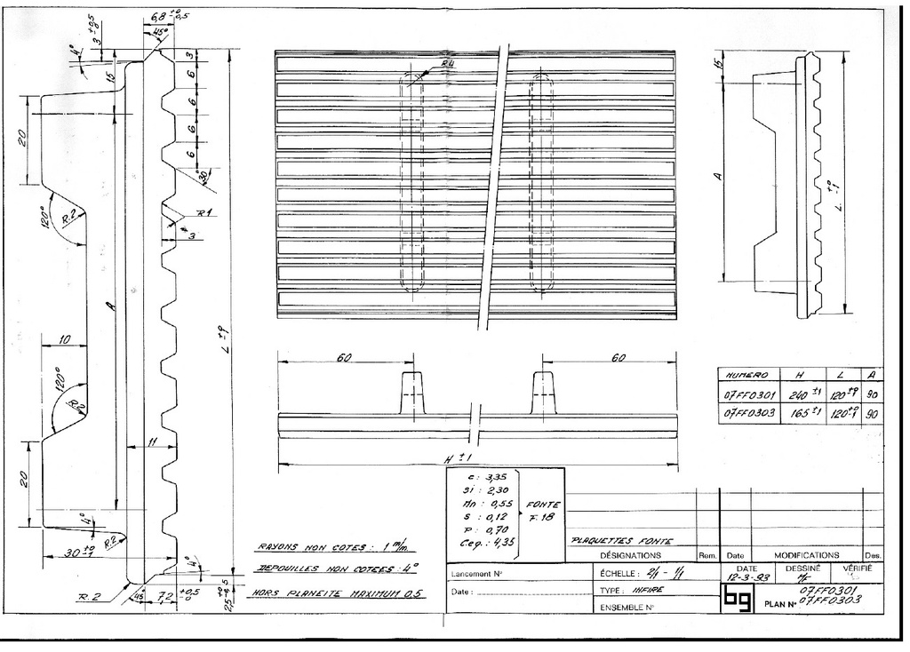 PLAQUETTE FONTE 240X120X30