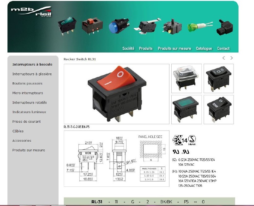 m2b Switch ON-ON 3 fastons RL 3-1-12-H-2-BK/BK-P5-0