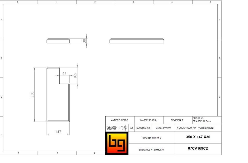VERMIC 350 x147 x30 encoche DROITE (37M10023 D)