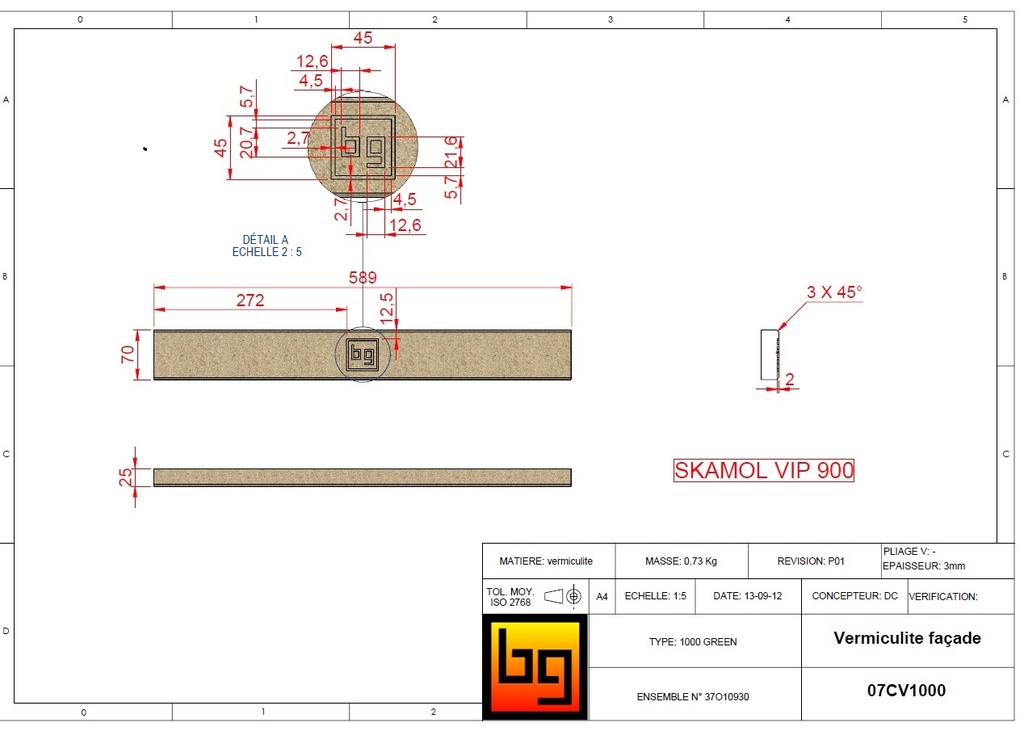 SKAMOLEX FACADE 1000 GREEN 589x70x25