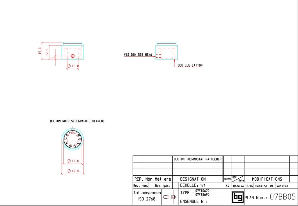 BOUT.DU THERMOST.07FTS670/690 +vis (schraube)