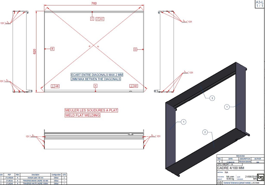 CADRE 4/100 MM PHENIX NEO 95 V PEINT
