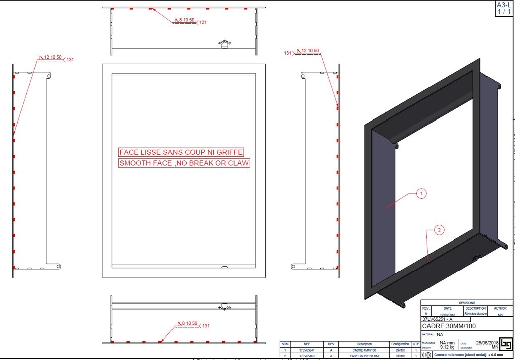 CADRE 30MM/100 PHENIX NEO 65 V PEINT