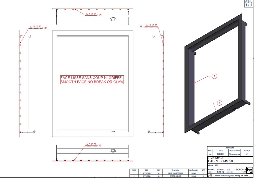 CADRE 30MM/50 PHENIX NEO 65 V PEINT