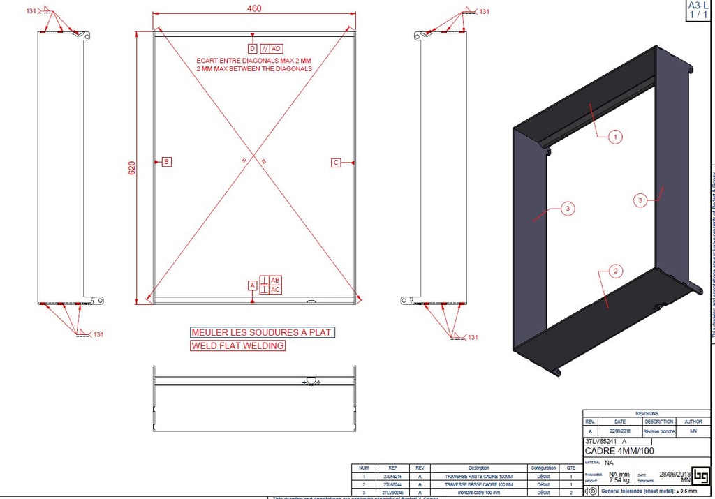 CADRE 4MM/100 PHENIX NEO 65 V PEINT
