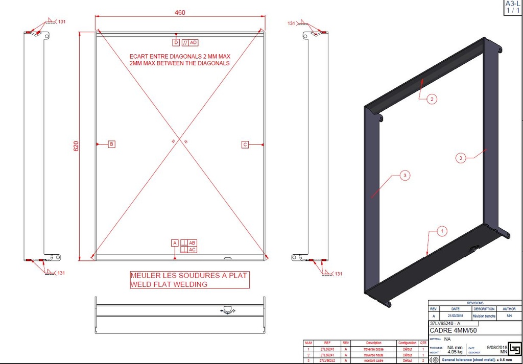 CADRE 4/50 MM PHENIX NEO 65 V PEINT