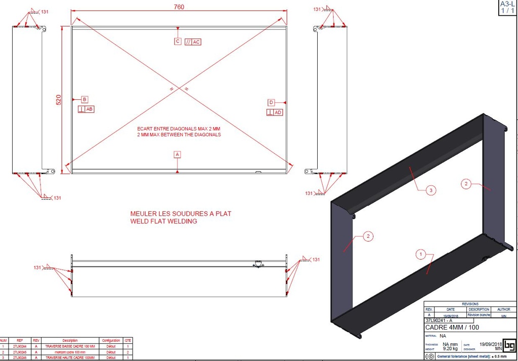 CADRE 4 MM /100 PHENIX NEO 95 PEINT