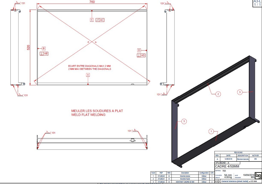 CADRE 4 MM/50 PHENIX NEO 95 PEINT
