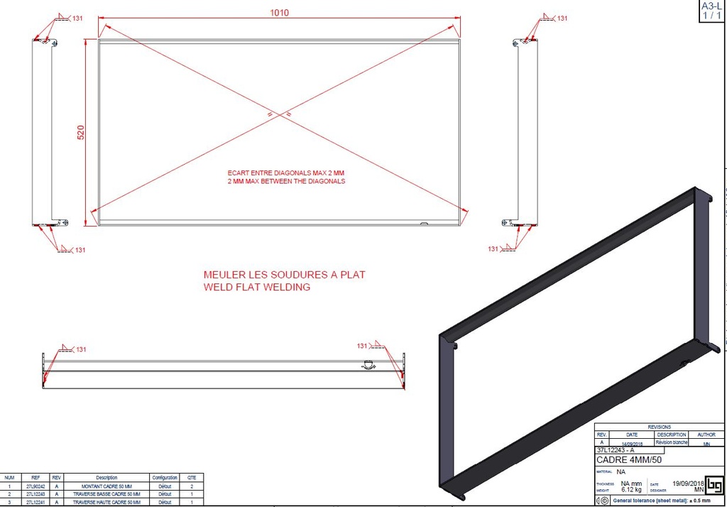 CADRE 4 MM/50 PHENIX NEO 120 PEINT