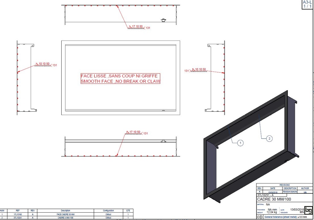 CADRE 30MM/100 PHENIX 105 NEO PEINT