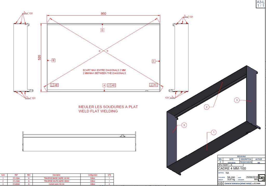 CADRE 4MM/100 PHENIX 105 NEO PEINT