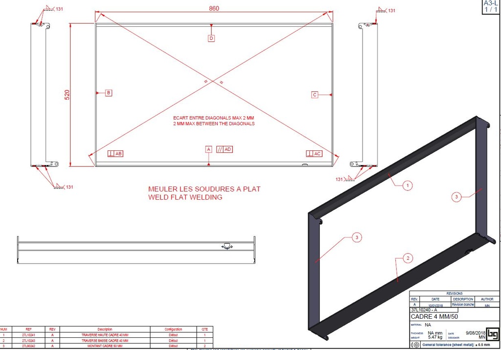 CADRE 4 MM/50 PHENIX 105 NEO PEINT
