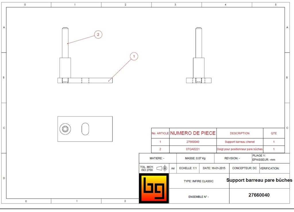 PLAT POUR DOIGT DE SUPPORT BARREAU