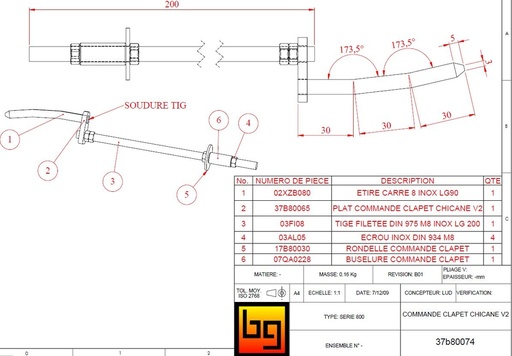 [37B80074] COMMANDE CLAPET CHICANE OPTI 800 V2