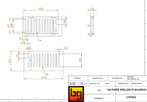 [07FFIFG] PAIRE GRILLES GRANDE (Inf=300mm)