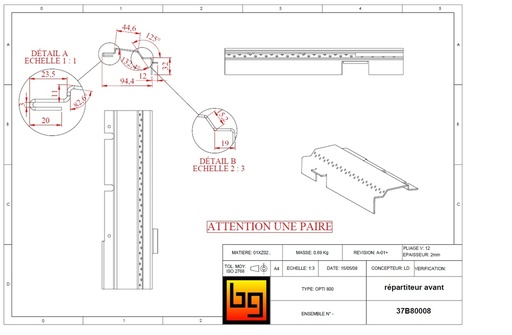 [37B80008] PAIRE REPARTITEUR AVANT SERIE 800
