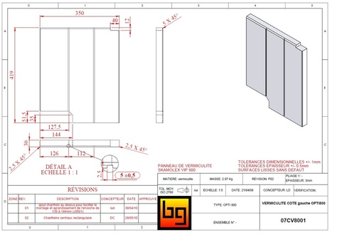 [07CV8001X] SKAMOLEX  350 x 419 x30 mm COTÉ GAUCHE opti800