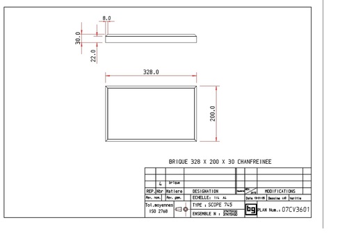 [07CV3601] VERMICULITE 328x200x30 chanfr. SCOPE