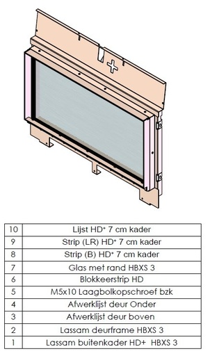 [340599] chassis de porte HD+7XS verre inclus