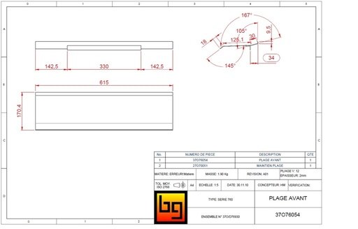 [37O76054] PLAGE AVANT SERIE 760