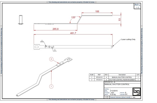 [37O10112] BRAS COMMANDE OBTURATEUR  1000 GREEN
