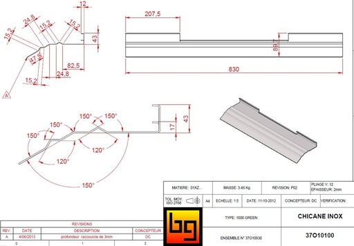[37O10100] CHICANE INOX 1000 GREEN