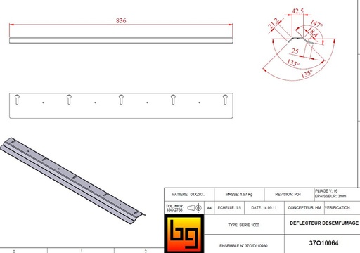 [37O10064] DEFLECTEUR DESENFUMAGE SERIE 1000