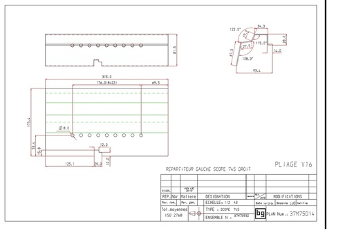 [37M75D14] REPARTITEUR GAUCHE SCOPE 745 DROIT