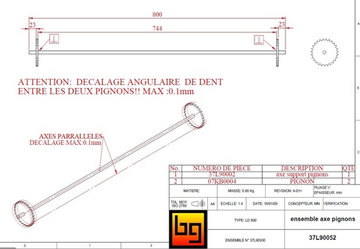 [37L90052] ENSEMBLE AXE PIGNONS PHENIX 95