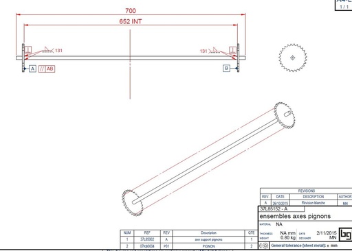 [37L85152] ENSEMBLE AXE PIGNONS PHENIX 85 NEO