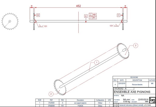 [37L65252] ENSEMBLE AXE PIGNONS PHENIX NEO 65 V