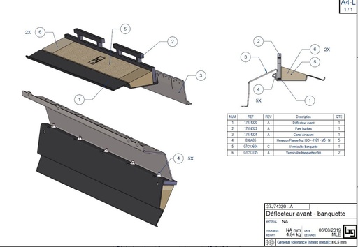 [37J81320] DEFLECTEUR AVANT ET BANQUETTE IF EASY 810