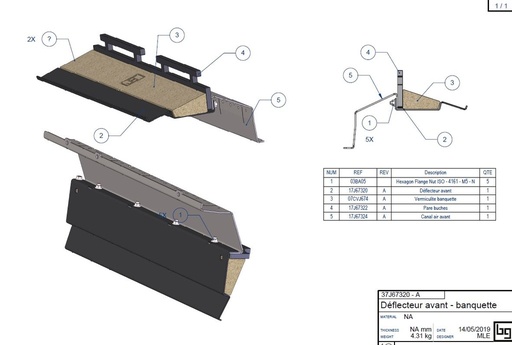 [37J67320] DEFLECTEUR AVANT ET BANQUETTE IF EASY 670
