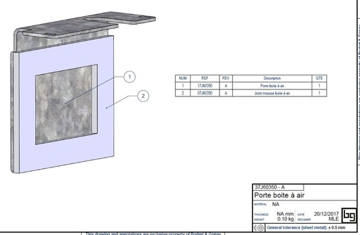 [37J60350] PORTE BOITE A AIR +JOINT IF NEO