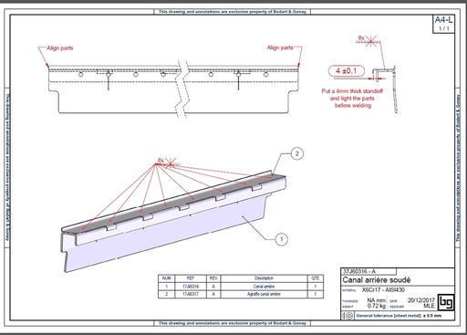 [37J60316] CANAL AIR ARRIERE SOUDE IF NEO 600