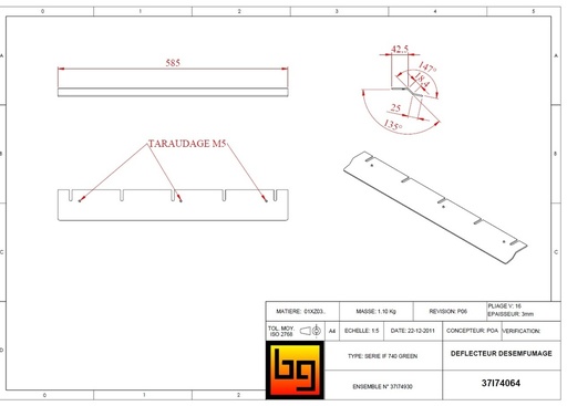 [37I74064] DEFLECTEUR DESENFUMAGE SERIE 740 GREEN