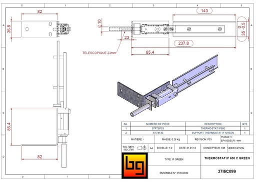 [37I6C099] °THERMOSTAT IF 600 C GREEN (237,8) (07FTSP03)