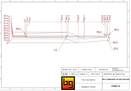 [37I68112] BRAS COMMANDE AIR SECONDAIRE IF 680 GREEN