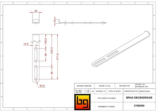 [37I68069] BRAS DE DECENDRAGE INFIRE 680 GREEN