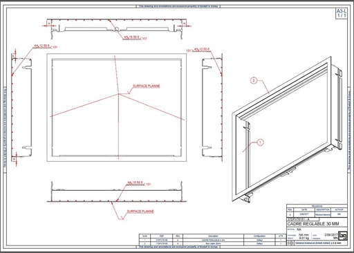 [37DFV76161P] CADRE REGLABLE 30 MM CONCEPT 790 V PEINT