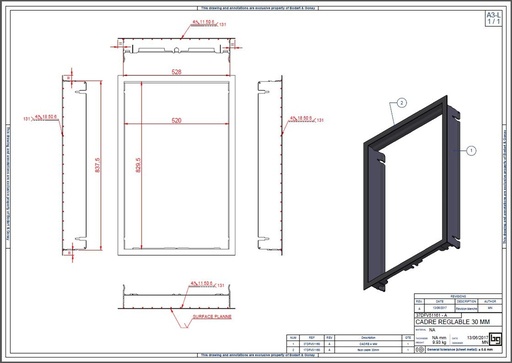 [37DFV51161P] CADRE REGLABLE 30 MM CONCEPT 540V DF et SF PEINT