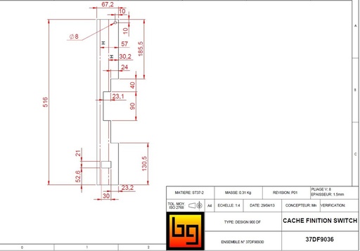 [37DF9036P] CACHE FINITION SWITCH CONCEPT 900DF/ 510DF PEINT