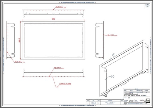 [37DF90161P] CADRE REGLABLE 30 MM CONCEPT 920 DF et SF PEINT