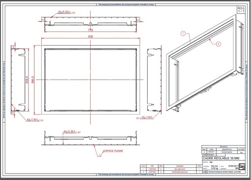 [37DF76161P] CADRE REGLABLE 30 MM PEINT CONCEPT 790 DF et SF