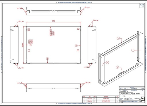 [37DF76160P] CADRE REGLABLE 4 MM  PEINT CONCEPT 790 DF et SF
