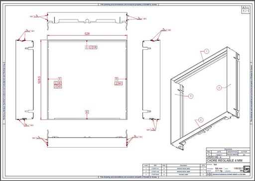[37DF51160P] CADRE REGLABLE 4 MM CONCEPT 540 DF et SF PEINT